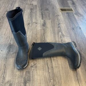 Women’s Black Winter Rain Boots - Waterproof Tall Outdoor Boots